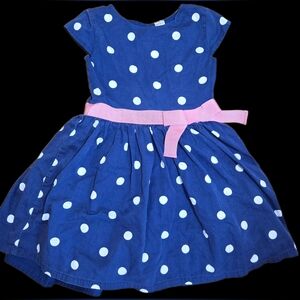 6/6X Carter's Blue Polka Dot Kids Dress with Pink Belt